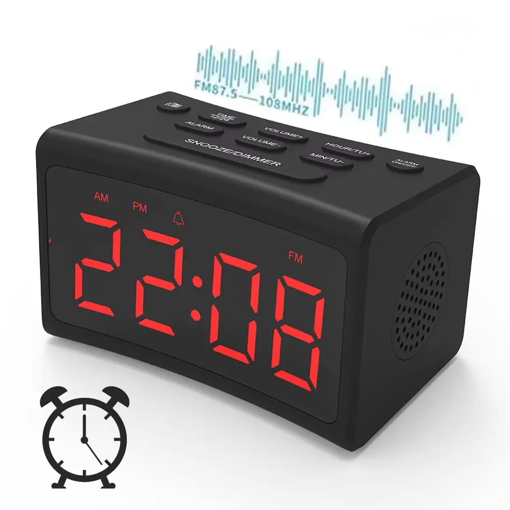 Digital Alarm Clock with FM Radio 13.2cm x 8.6cm x 10.9cm Lightweight 0.383kg Easy to Use office chill room accessories day gift fathersdaygift
