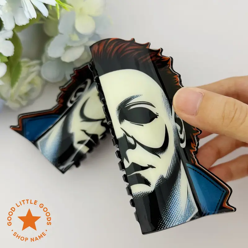 Midnight-Myers Double-Sided Plastic Claw Hair Clips - Halloween Hair Accessories for Women, Girl, gf, bff, FallFreshness, Bold Designs for Party-Ready Styles for School, Work, Daily Wear, Gift for Her, Wife, Daughter, Granddaughter Spooky Flair