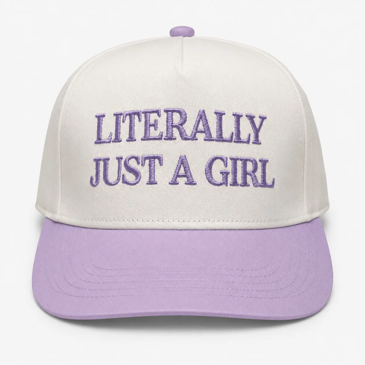 "Literally Just a Girl" 5-Toned Embroidered Lettering Women's Trendy Trucker Hat, Vintage Low-Profile Dad Hat, Cotton Blend Adjustable Snapback Baseball Cap with Adjustable Snap, Women's Trucker Hat