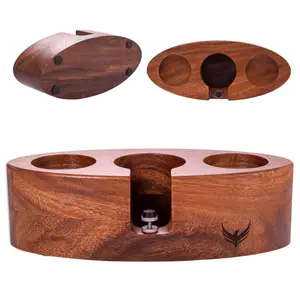 Walnut Espresso Portafilter Holder For 51mm 54mm 58mm Espresso Accessories Tamping Station Wooden Tamper Stand Espresso Coffee Equipment