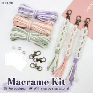 Daisy Macrame Keychain Set, Boho Nordic Style, Polyester Cord, Tassel Decor, Multi-Scene Use, Beginner Friendly DIY Kit Macrame kot