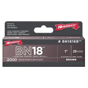 212 MAIN Hardware 1 in. Brown Nail Brad, Arrow Fastener Co. BN1816BCS, 2000 Count