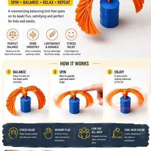 Flying Bird Toy Balancing - Orange Parrot Design for Kids