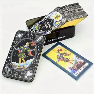 Gold Foil Tarot Card Deck with Gold Gilded Edges in Tin Box - Standard Size