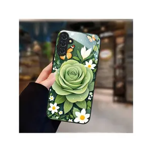 1 PC Tempered Glass Phone Case For Samsung Galaxy A04 A04S A05 A05S A06 A13 A14 A15 A16 A22 A23 A24 A25 A26 A32 A33 A34 A35 A36 A52 A52S A53 A54 A55 A56 5G S21 S22 S23 S24 S25 Edge FE Plus Ultra, Couple Art Cute Cool Style Ultra-Thin Mirror Print- OB5060