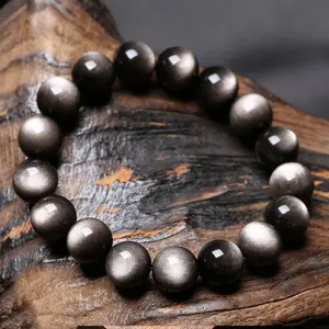 【Obsidian 】Strong luster silver and gold obsodian bracelet gift