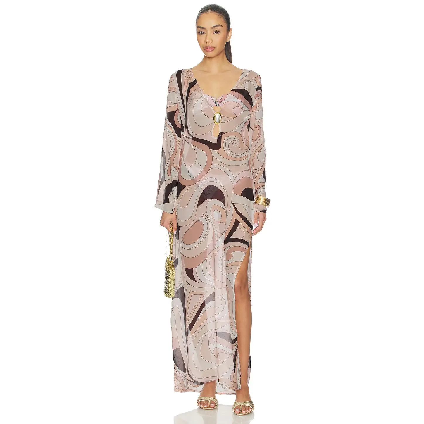 Cin Cin Hotline Moonstone Maxi Dress in Mars Beige