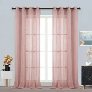 2-Piece Soft Bamboo Gauze Yarn Fabric Window Curtains, 52x95 Inch Solid Color, Classic Grommet Top Design, Elegant Home Drapes for Bedroom Living Room Decoration L12