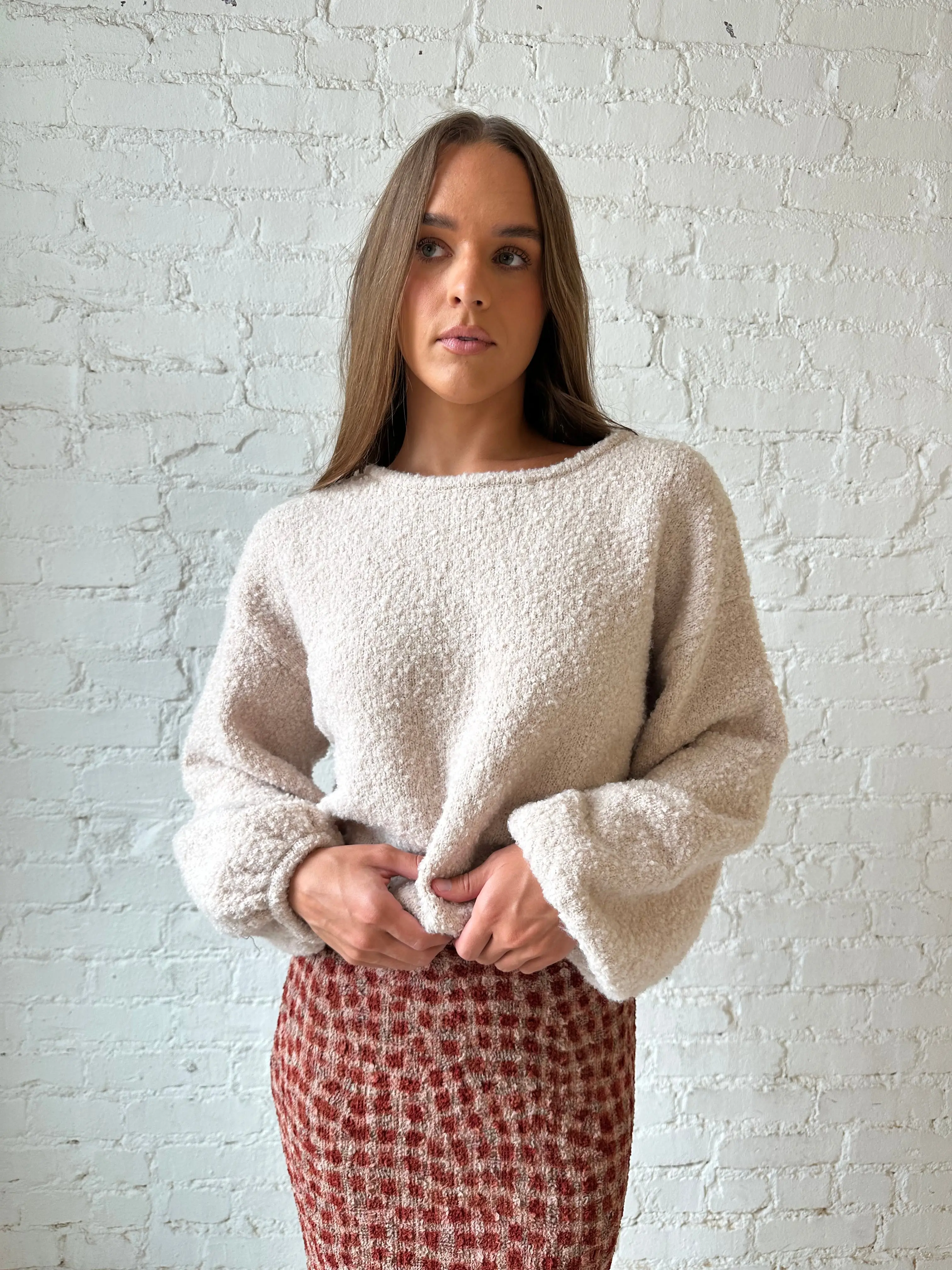 Jessie Beige Knit Pullover Sweater