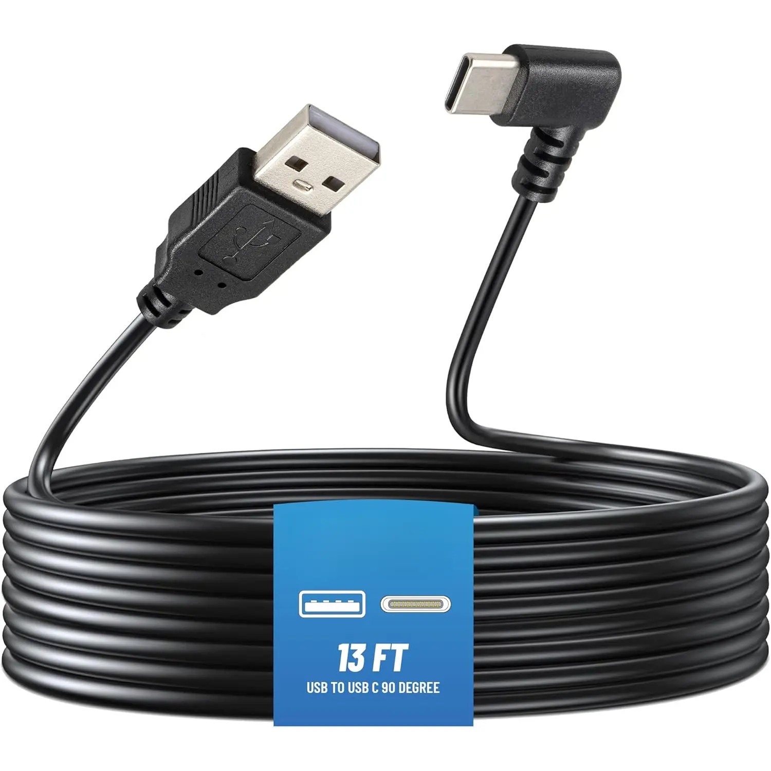 USB C Dash Cam Power Cord 13ft, USB 2.0 A to Type-C 90 Degree Angle   USBC  Charger Adapter Connector for Dashcam Rear View Mirror Cam Dashboard Recorder Recording Backup Camera