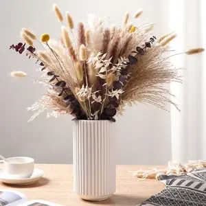 1 Set of 89 Pieces Pan Pampas Grass Dried Flower Arrangement, 43cm Tall, Ideal for Living Room and Bedroom Decor, Elegant Dried Floral Bouquet