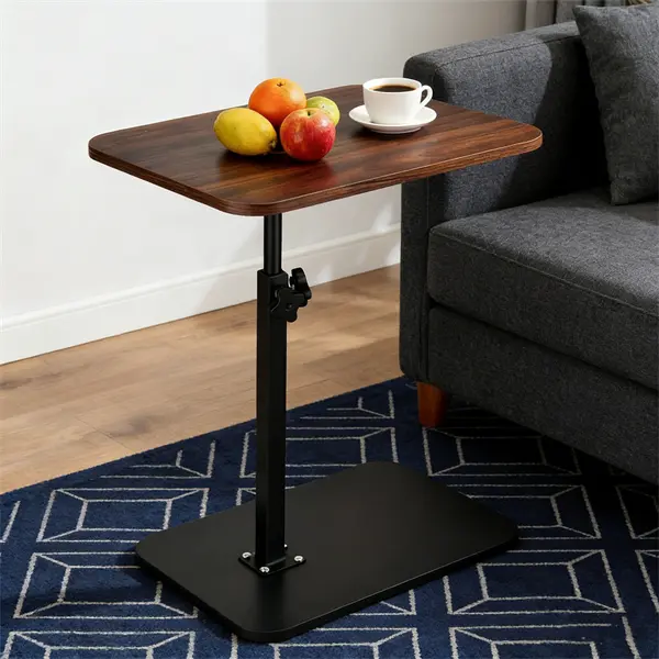 C-Shaped End Table for Couch with Swivel Tray Adjustable Height Heavy Metal Base for Eating Working Snacking in Bed or Sofa