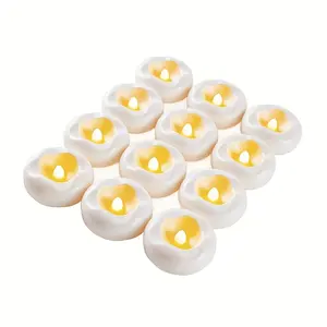 12/24 Pack 2 Inch LED Floating Candles, Battery-Operated Flickering Waterproof Flameless Tea Lights for Pool, Wedding, Home Decor, Party, Outdoor Use