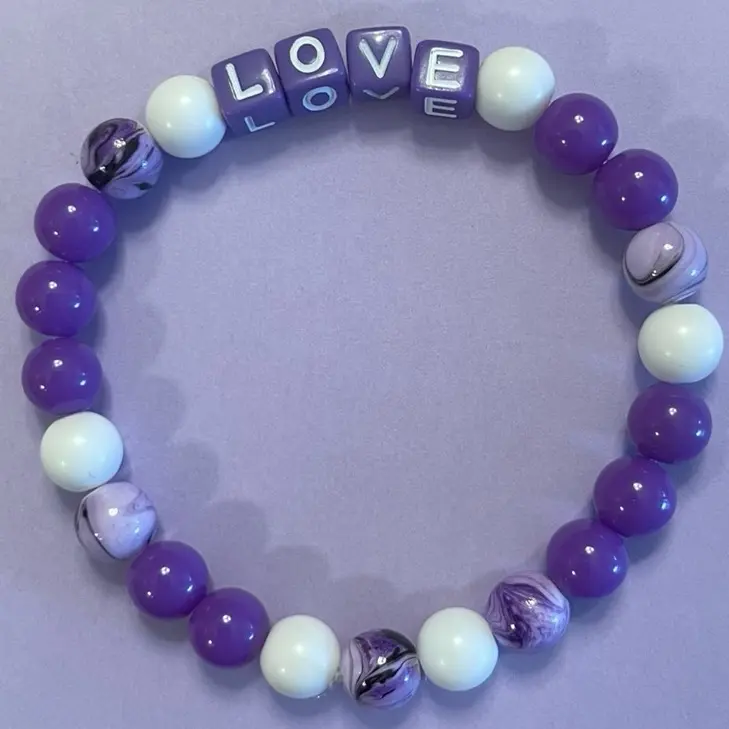 ‘LOVE’ Purple Themed Warrior Bracelet (Size Small)