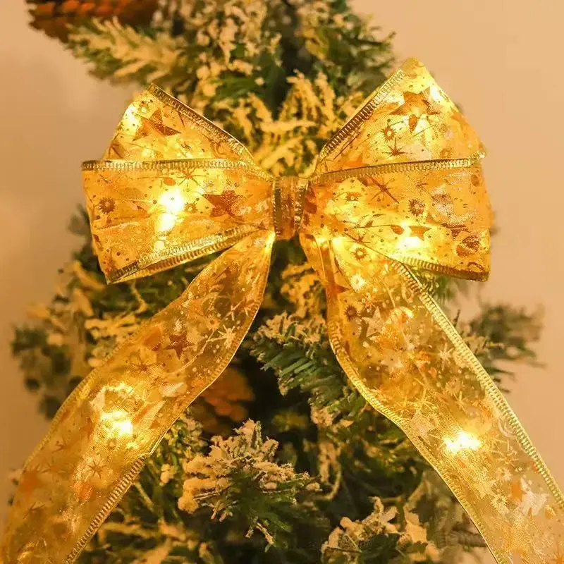 DKD Colorful Gold Ribbon String Lights for Holiday Decor 33ft 100 LED Durable Festive Lighting for Bedroom Fireplace Party Christmas Tree & Home Decorations