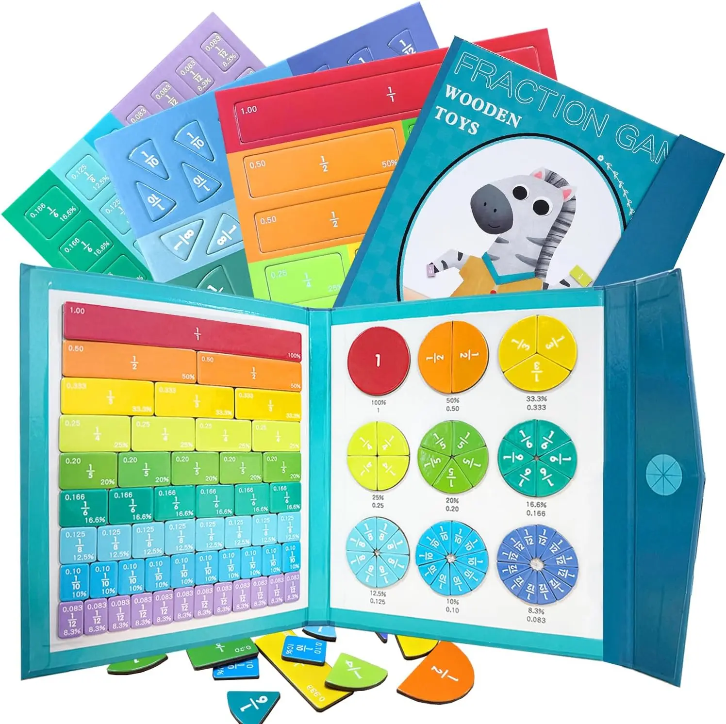 Magnetic Fraction Educational Puzzle, 102 Pcs Magnetic Fraction Puzzle for Kids, Math Manipulatives for Elementary School, Montessori Fraction Manipulatives Learning Toys for Kids,3-8 Kids, Toddler & Kids Gifts