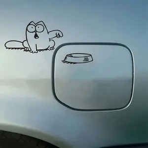 Funny Cartoon Cat Gas Cap Decal, 1 Count Easy Apply Vinyl Universal Car Sticker, Outdoor Use, Automotive Exterior Accessory, Fun and Unique Design