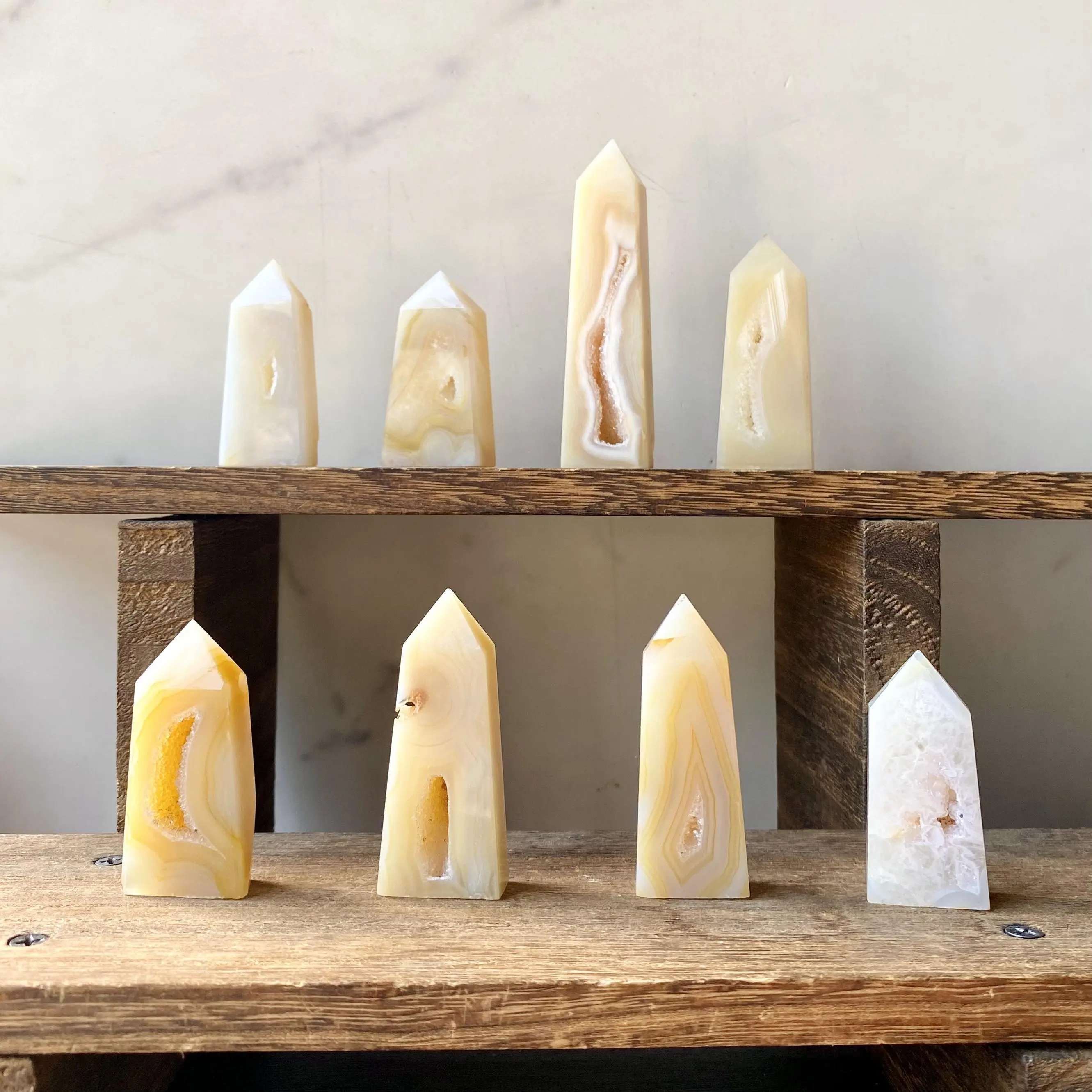 Natural Crystal Agate With Druzy Points Collection