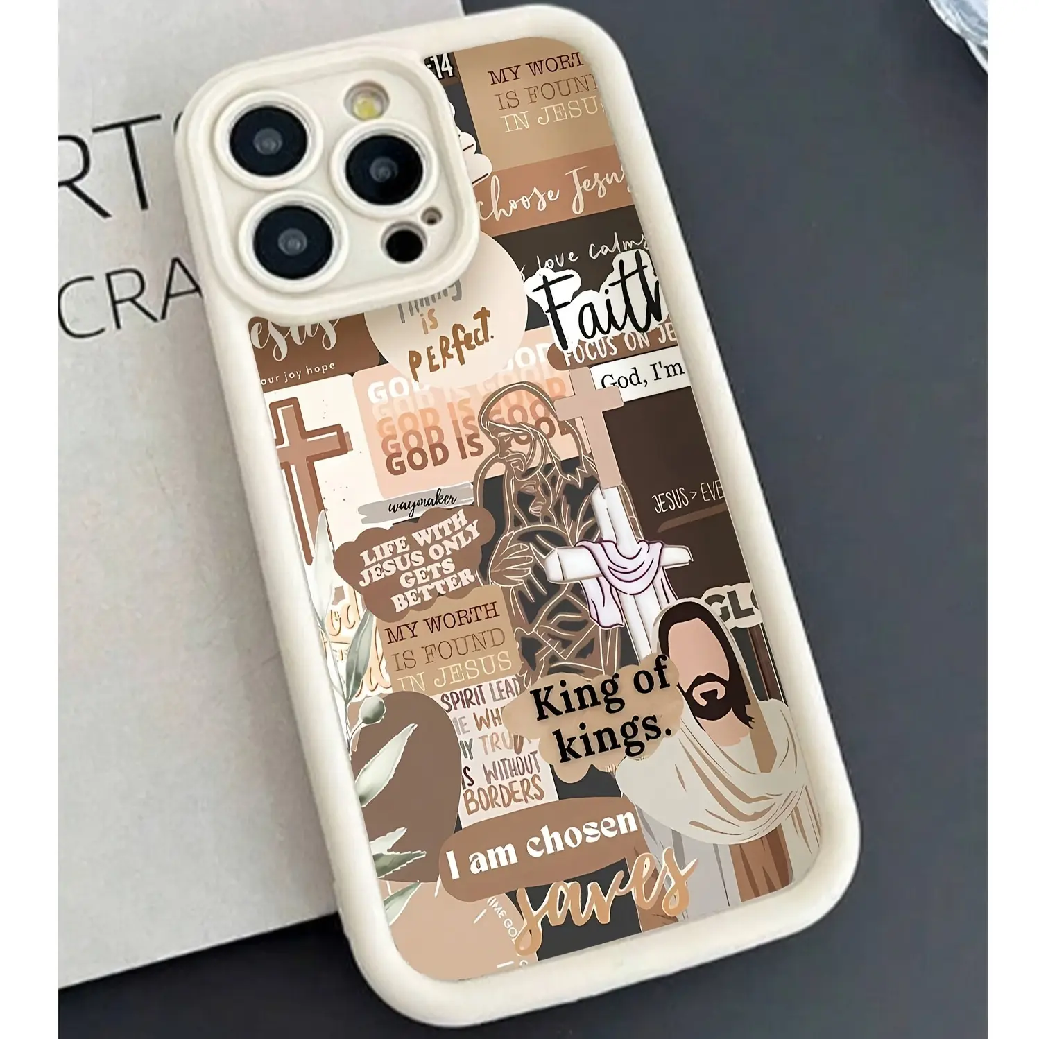 Christ Jesus Cross Scripture Design Shockproof Silicone Smartphone Cover - Soft TPU Bumper, Rugged Drop-Resistant Back, Full Protective Accessory for iPhone 17 Pro Max/16/15 Plus/14/13/12/11, Ideal Gift