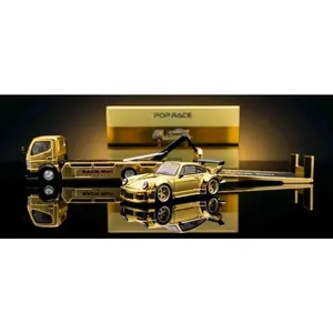 Pop Race 1:64 Porsche RWB 930 & RWB Truck Chrome Gold RWB Set HEC 2026