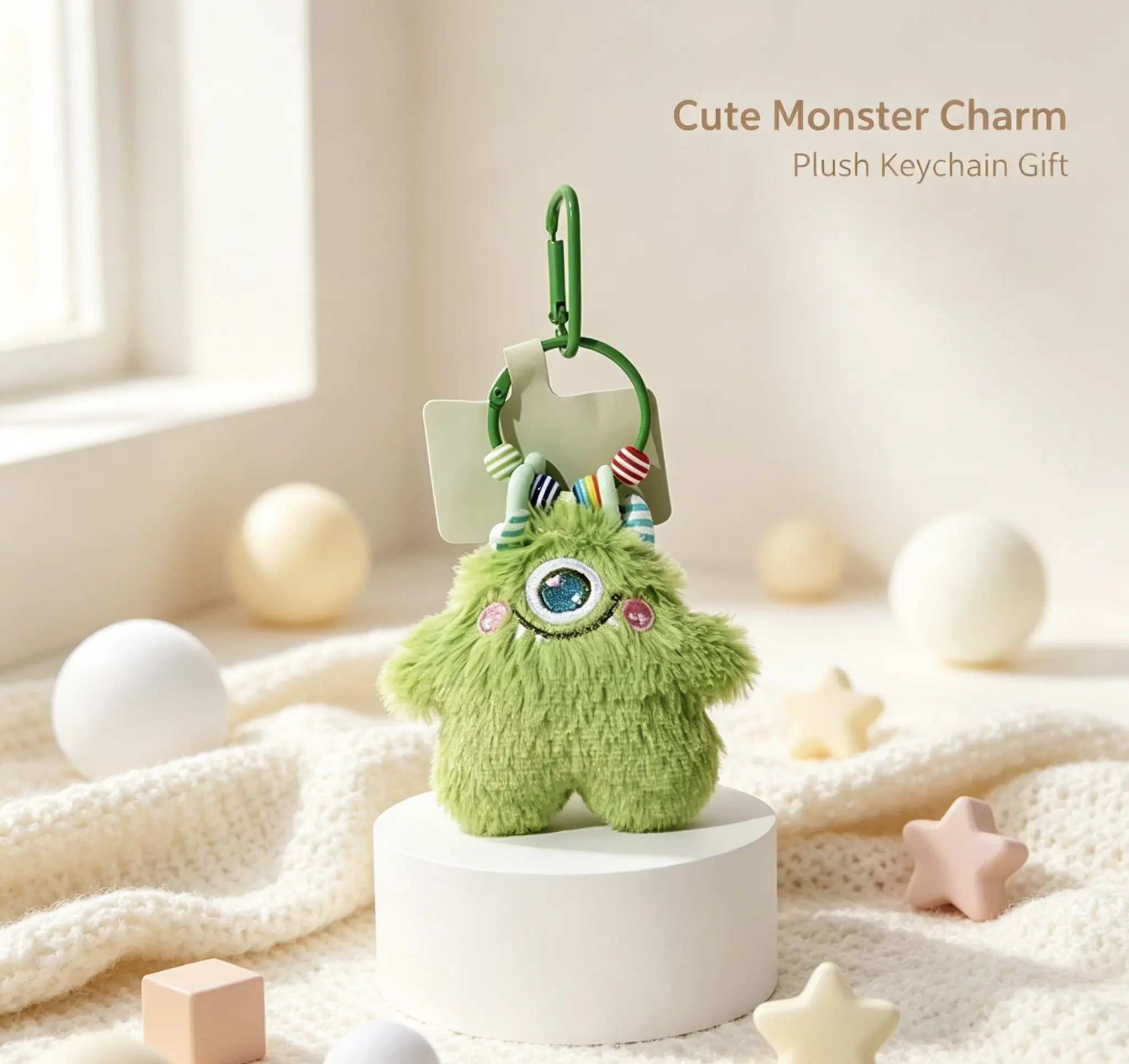 Cute cartoon plush little monster doll bag pendant backpack hanging decoration keychain exquisite small gift
