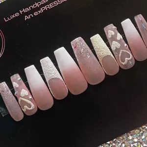 Glitter Heart Press on Nails
