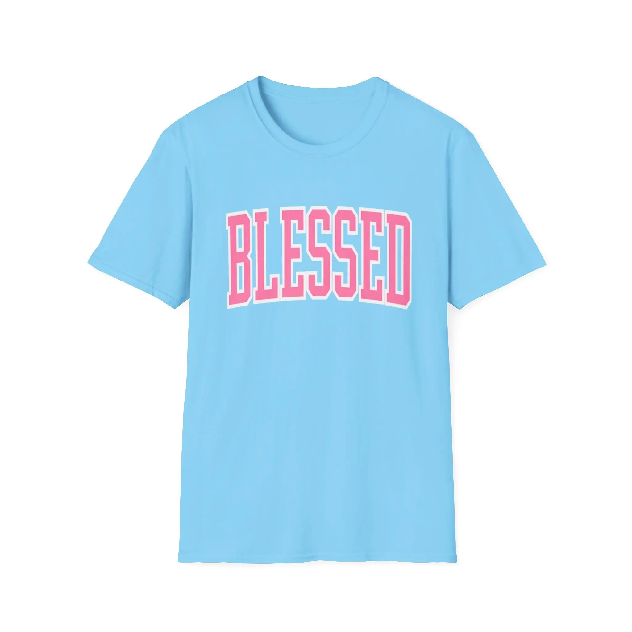 Blessed Graphic Tee – Pink Varsity Letter Shirt | Faith-Based Boutique Tee