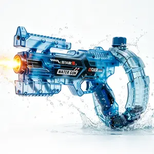 All Age Space Electric Water Gun with energy-ring tech, Summer vibes,cool lights, deformation design, auto fire, large tank, strong long-range spray, for summer parties and parent-child games,Summervibes