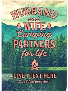 Sharing Sunrises and Sunsets and everything in between Personalized Camping Flag