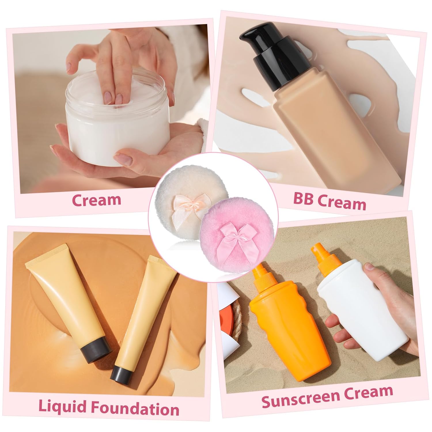 4 PCS Body Powder Puff, 3.5 Inch Dusting Powder Puff, Soft Washable Reusable Big Fluffy Dust Puffs for Wet Dry Makeup Face Body