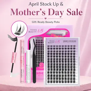 VEYESBEAUTY Manga Lashes Invisible Dramatic Volume Cluster Lashes Individual Lash Extensions Layered Fluffy Eyelashes Lash DIY Makeup- Salon Daily