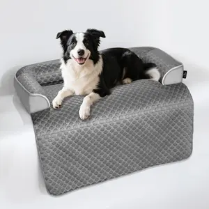Cooling Mat for Dogs, Self Cooling Dog Bed with Sides, Orthopedic Pet Sofa Bed with Removable Washable Cover for Couch Crate Floor Car, Durable & Non-Gel, 41 x 37 inch, Grey summervibes