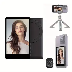 Vlog Selfie Monitor Screen iPhone, 4K 30fps Recording, Wireless Screen Mirroring, Remote Control, Magnetic Fixation, 180° Rotation, Smartphone