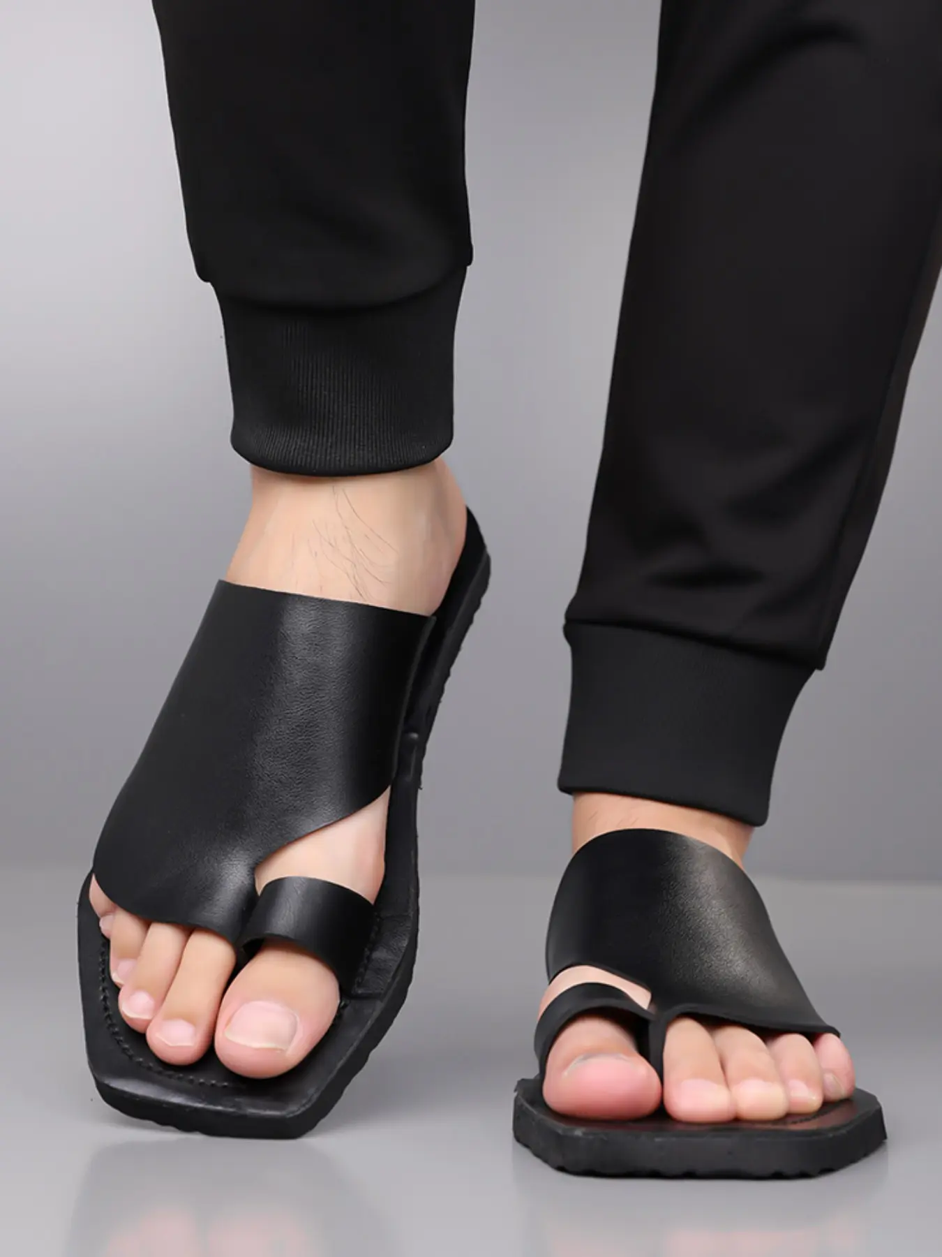 Men's Sporty Sandals, Summer Beach Shoes, Open-Toe Slippers, Casual Spring & Summer Footwear, Solid Color, Simple and Stylish Design