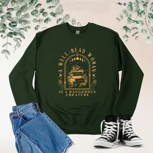 A Well Read Woman Is A Dangerous Creature Shirt, Bookish Merch Shirt, Book Reader, Reading Tee, Book Lovers Gifts, Librarian Shirt K80B4