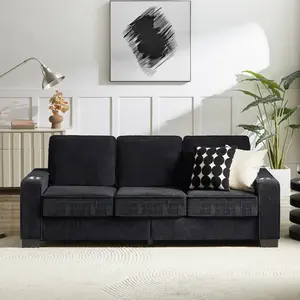 Corduroy Sofa Couch for Living Room, Modern Loveseat Sofa with Extra Comfy Deep Seat, Modern funky 3 Seater Couch with cup holders Armrests, Couches for Bedroom, Apartment and Office, 83.86", closeout sale