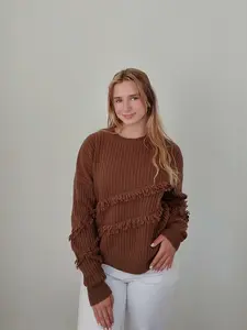 100% Brown Fringe Cashmere Sweater