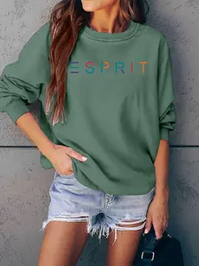 Autumn Winter Women's New Casual Loose Fit Round Neck Long Sleeve Letter Print Comfy Sweatshirt, Casual Pullover Tops, Comfortable Daily Wear Apparel Womenswear Tops