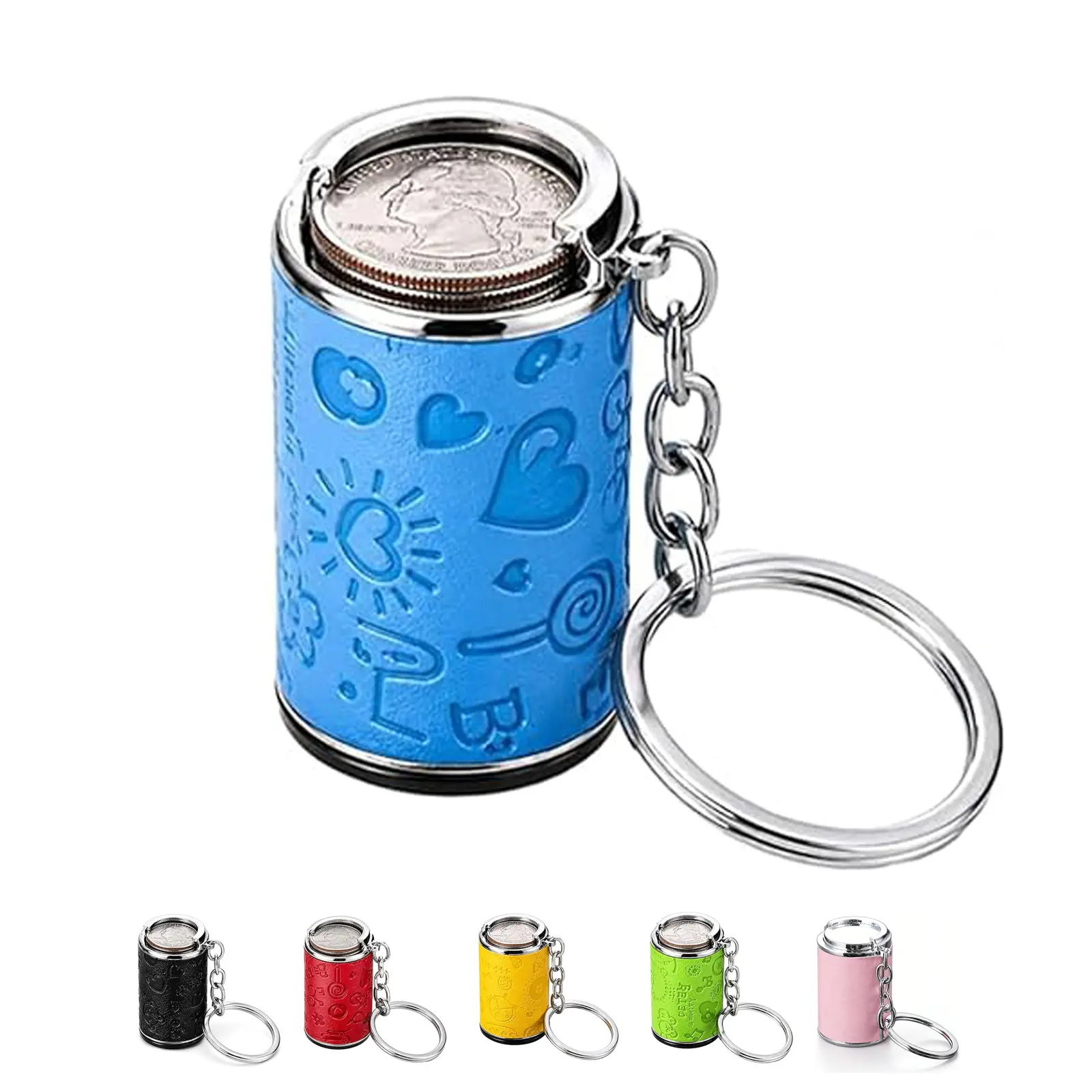 Modern Unisex Zinc Alloy Durable Mini Coin Bank Storage Box - Portable Keychain Quarters Holder, Everyday Use for Laundry Rooms, Parking Lots, Ideal Gift for Commuters
