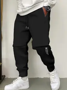 Men's Casual Jogger Pants with Zipper Pockets, Elastic Drawstring Waistband, Ankle Cuff Knit Sportswear for Gym Running Daily Wear Tapered Sweatpants