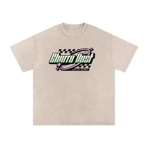 Churro Dust Y2K Logo Graphic Tee – Retro Chrome Mall Aesthetic Streetwear 100% Soft Heavy Weight (250 gsm) Snow Washed Oversized Cotton T-Shirt