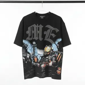 Fashion Brand "Mixed Emotions" T-shirt - Men's and Women's Double Set, Mini Hoodie, Angel Pattern, Summer Top, T-shirt, Round Neck, Short Sleeve, Casual