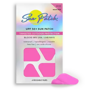 Sun Patch Nose UV Protection UPF 50+ Neon Pink Waterproof & Rub-Resistant Targeted Outdoor Sun Defense Blocks 98% UVA UVB Rays