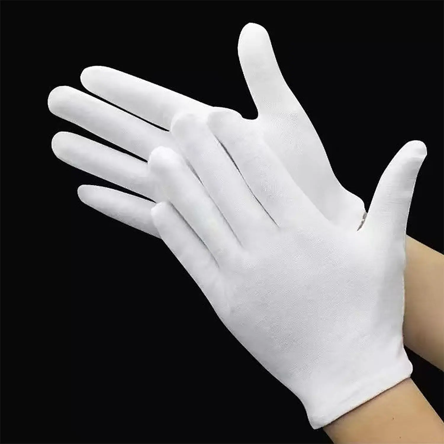 12 Pairs White Cotton Gloves for Eczema Dry Hands Breathable Work Glove Liners Moisturizing Spa Jewelry Inspection Etiquette Gloves Stretchy Fit for Men Women 24PCS Archival Photo Gloves (Medium)