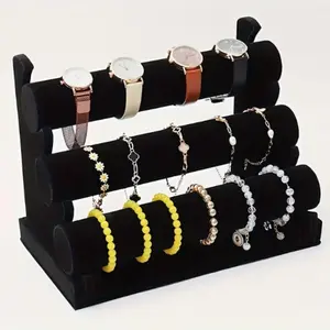 Three-Tier Jewelry Display Stand with Heavy-Duty Bracelet Holder, Cylindrical Tube Design for Home Boutique and Salon Use