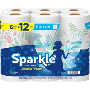 Pick-A-Size Paper Towels, Spirited Prints, 6 Double Rolls = 12 Regular Rolls, Everyday Value Paper Towel With Full And Half Sheets