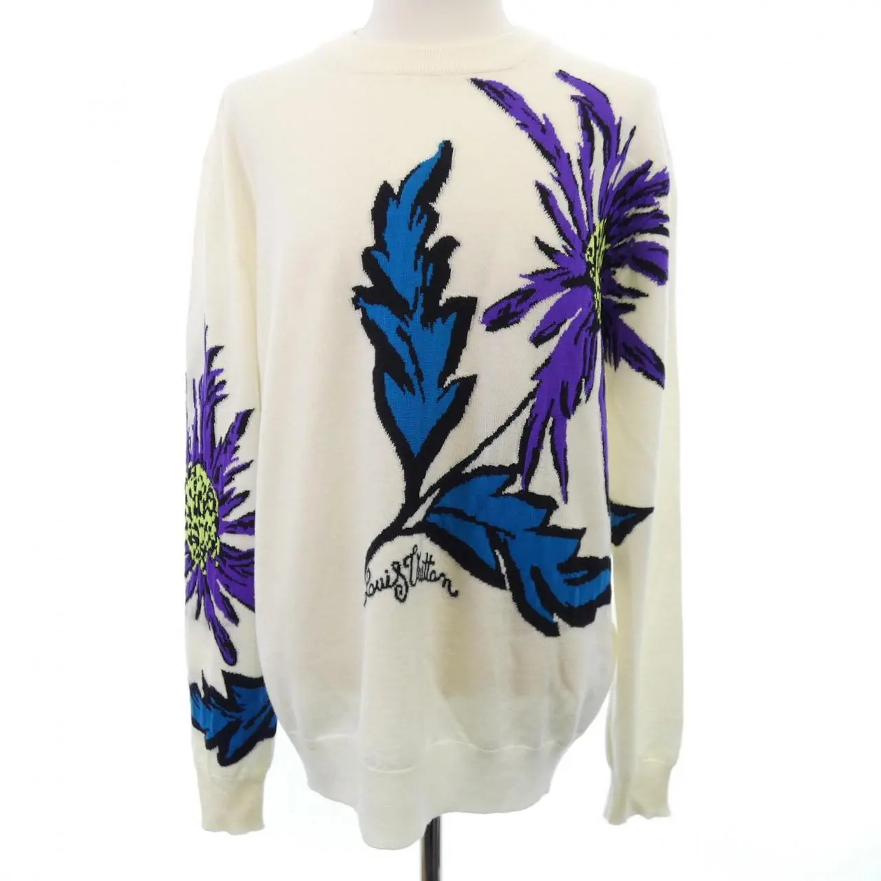Pre-owned Louis Vuitton Cotton Small Leather Goods Thistle Intarsia Pullover Knit