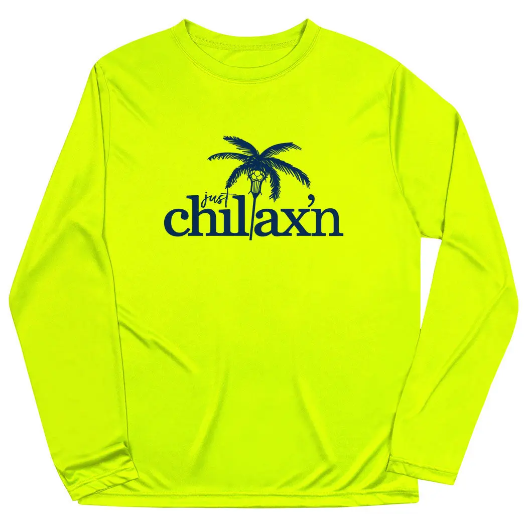 Lacrosse Long Sleeve Performance Tee - UV Protection Clothing, Moisture-Wick Tech Fabric, Lacrosse Print for Game/Practice, Athletic Outfits, Casual Sporty Men's Long Sleeves Sport T-Shirt, Any Occasion, Hiking / Light Outdoor