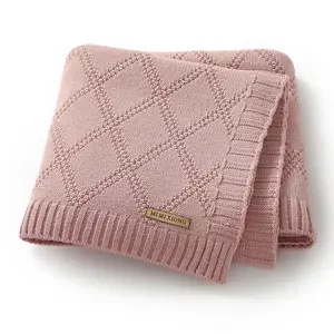 Mimixiong Infant Oeko-tex Swaddle Solid Color Diamond Pattern Throw Blanket Soft Warm Easy Carrying Baby Wrap Blanket