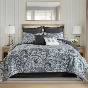 Luxury 8-Piece Comforter Set with Paisley Print, Hypoallergenic & Machine Washable Bedding